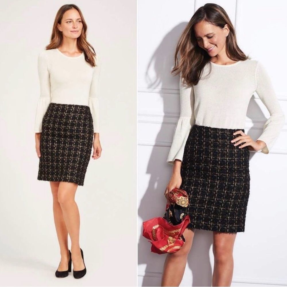 J.Mclaughlin Elm Black Mohair Skirt in Metallic Tweed Size 14